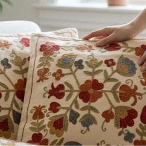 Set of 2 Pottery Barn Crewel Pillow Covers